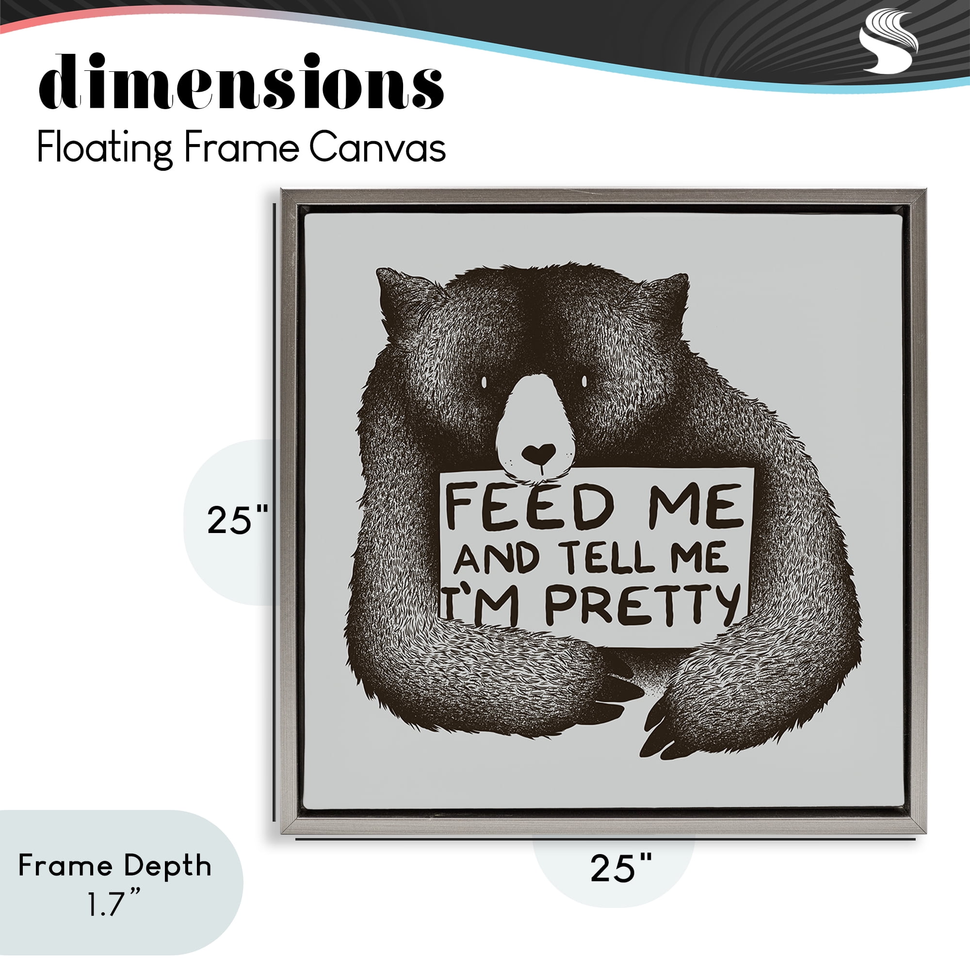 Stupell Industries Feed & Tell Me I'm Pretty Gray Framed Floater Canvas Wall Art, design by Tobe Fonseca