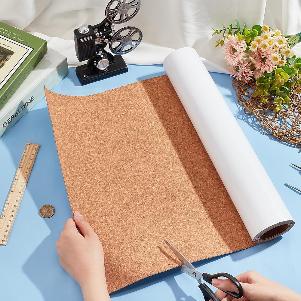 78.7x15.7inch Self-Adhesive Cork Roll 3mm Thick Natural Cork Bulletin Boards Sticky Cork Tiles