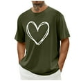 thumbnail image 2 of UVEASISHA Men's Heart Graphic Tees for Men Crew Neck Short Sleeve T-Shirts Regular Fit Casual Valentines Day Shirt Fashion Gift Ideas Army Green XXL, 2 of 4