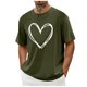 thumbnail image 1 of Tops para hombre, blusas y camisas de cuello redondo y manga corta para hombre. Camiseta/camisa informal de cuello redondo y manga corta con estampado de corazones para hombre. Tops de poliéster para, 1 of 3