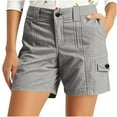 thumbnail image 2 of Taqqpue Cargo Shorts for Women, Elastic High Waist 6 Pockets Shorts Solid Color Summer Shorts for Women Casual, 2 of 10