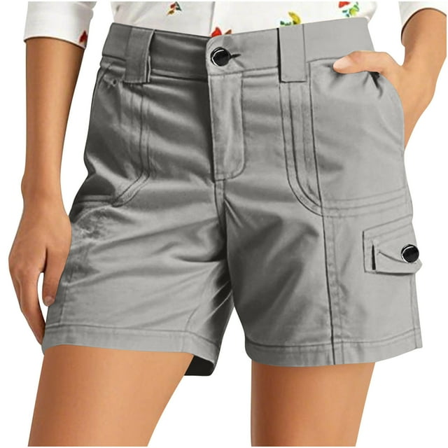 Soki Women's Mid-Rise Slim-Fit 5 Inch Inseam Khaki Short
