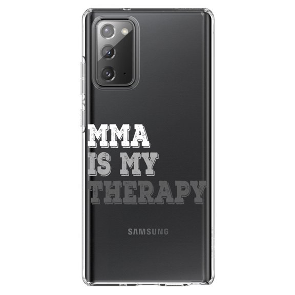 DistinctInk Clear Shockproof Hybrid Case for Galaxy Note 20 ULTRA (6.9" Screen) - TPU Bumper Acrylic Back Tempered Glass Screen Protector - MMA Is My Therapy