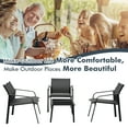 thumbnail image 6 of Costway 4 Piece Patio Furniture Set Loveseat Sofas with Armrest, Glass Table, Deck, Black, 6 of 10