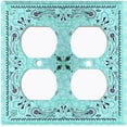 thumbnail image 3 of Metal Light Switch Plate Cover Teal Paisley Bandana Spotted Tile Pattern TIL084, 3 of 13