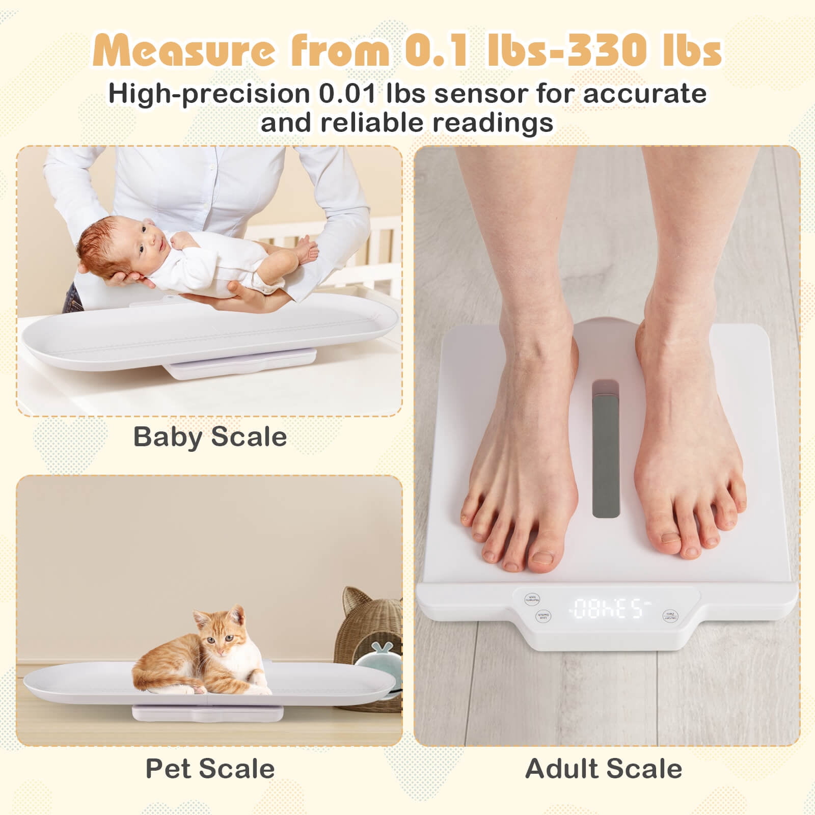 Costway Smart Baby Scale with Detachable Tray for Body Weight & Height Measurement