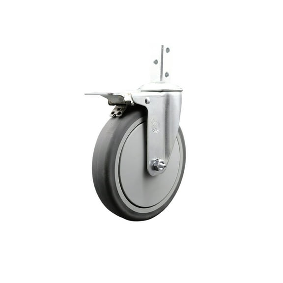 6 Inch Thermoplastic Rubber Swivel 7/8 Inch Square Stem Caster Total Lock Brake