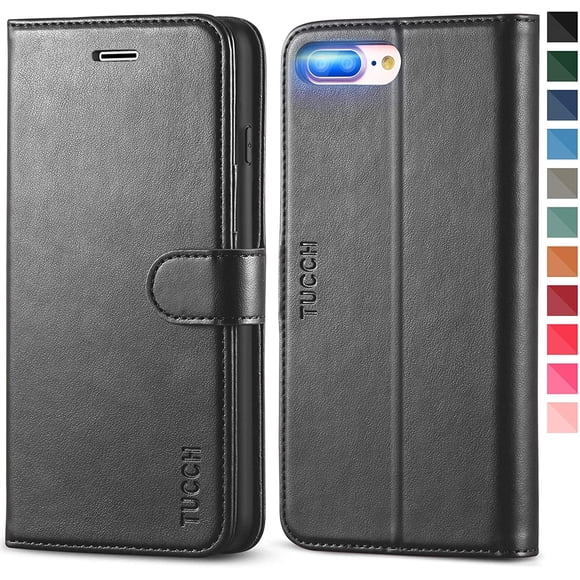 TUCCH iPhone 8 Plus Case, iPhone 7 Plus Wallet Case, Folio Style Premium Leather Flip Cover with Card Slots Magnetic