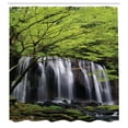 thumbnail image 3 of Ambesonne Scenery Shower Curtain, Rock Tree in Waterfall, 69"Wx75"L, Black White and Green, 3 of 5