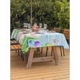 thumbnail image 2 of Spring Easter Outdoor Tablecloth - 52x70 Inch Rectangle Dining Table Cover, Blue Botanical Tulip Rabbit Butterfly Waterproof Outdoor Table Cloth with Umbrella Hole & Zipper for Picnic/Patio/Party, 2 of 7