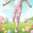 thumbnail image 4 of Easter Girls Print Athletic Leggings Full Length Casual Pants for Toddlers Kids Playwear Pink 9 Years-10 Years, 4 of 5