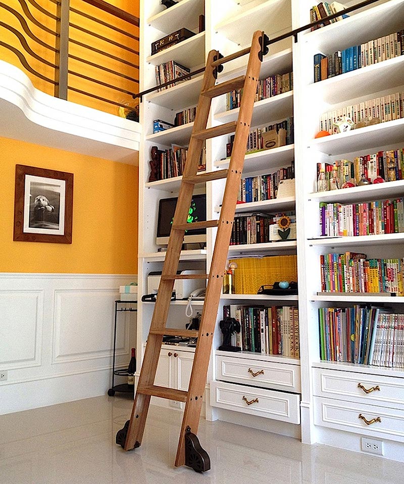 8 Ft Rolling Library Ladder Kit With 12 Feet Of Track Walmart Com