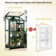 thumbnail image 3 of Yoneston 62inch Height Wood Large Greenhouse Balcony Portable Cold Frame with Wheels and Adjustable Shelves Plants House for Outdoor Indoor Use, Green, 3 of 7