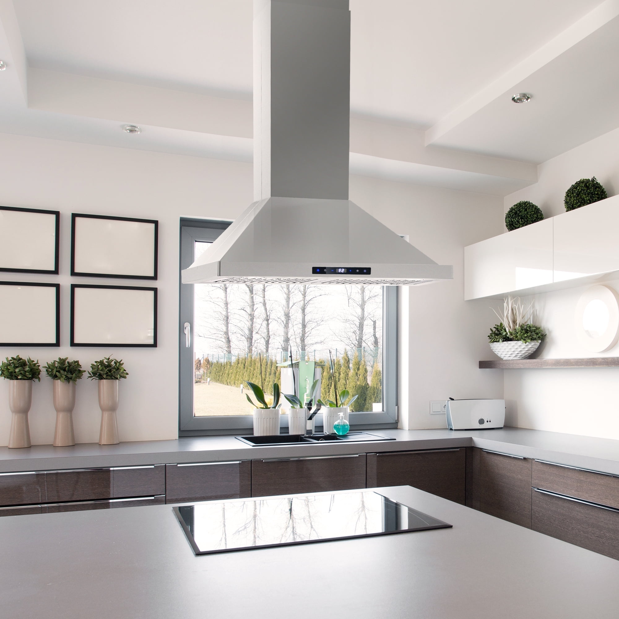 30 in. Lumin Collection Ductless Island Range Hood, Soft Touch Controls, LED Lights, Stainless Steel