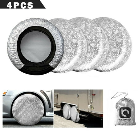ASTRAEA Tire Covers Set of 4, Waterproof Wheel Cover Sun Rain Snow Protector for RV Camper SUV Truck, Fits 26”-28” Tire Diameter