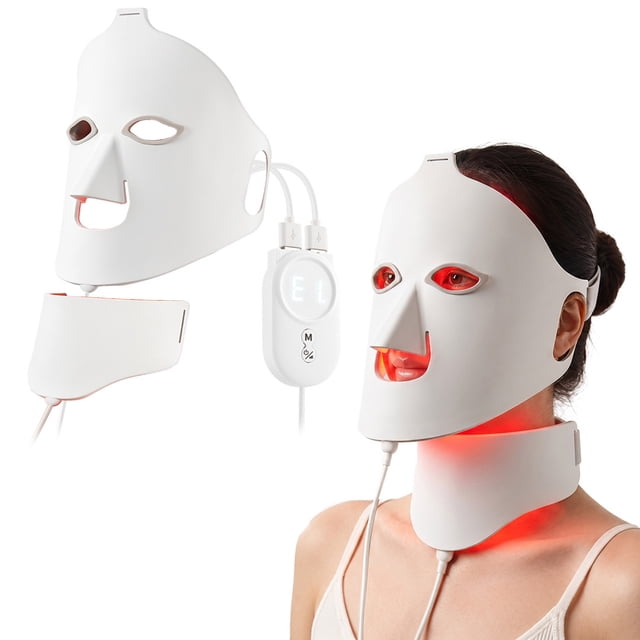 MotionGrey LED Therapy Mask for Face & Neck, 7 Color Light Therapy, 10 Energy Levels, Timer & Display, Silicone Skin Care Mask, Plug-in Use, CE Certified