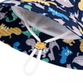 thumbnail image 3 of Girls Kids Kids Sun Hat UPF 50+ Dinosaur Print Navy Wide Brim Bucket Beach Hat Adjustable Chin Strap,Size 50, 3 of 8