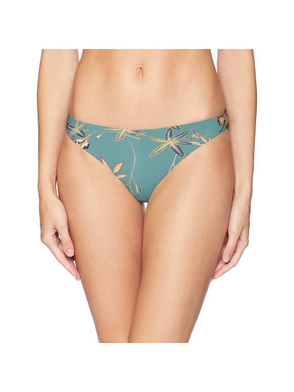 Junior's Standard Softly Love Moderate Reversible Bikini Swimsuit Bottom, Trellis Bird Flower Swim, S