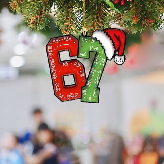 WKSCLPAI 67 Christmas Ornament, Funny 67 Small Acrylic Decorations for Christmas Tree, 67 Ginger_bread Ornaments, 67 Christmas Wrapping Paper Decor Ornaments Birthday Gifts, #M