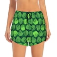 thumbnail image 2 of Lsque green Skull Printed Women's Running Shorts with Liner Pockets,Elastic Quick Dry Workout Athletic Gym Yoga Shorts,Womens High Waist Shorts-Small, 2 of 7