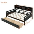 thumbnail image 2 of AENKYO Full Size Wooden Daybed Bed Frame with 2 Storage Drawers and Headboard Shelf, Solid Wood Sofa Bed, Black, 2 of 8