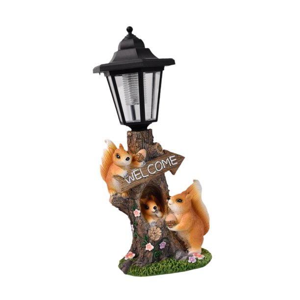Estatua decorativa de ardilla solar para jardín, escultura de resina para patio, hogar, mujer B
