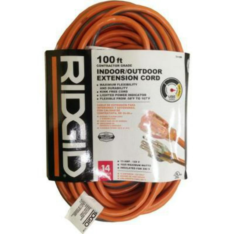 100 ft. x 14/3 Gauge Indoor/Outdoor Extension Cord, Orange
