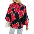 thumbnail image 6 of Michellecmm  Women Button up Shirt Contrast Color Loose Casual Long Sleeve Blouse, 6 of 7