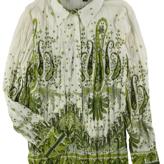 Tags Weekly Womens Snap Button Down Blouse, Green, Small