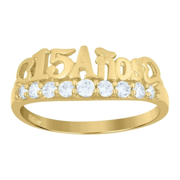 10kt 10k Two-Tone Gold Womens Cubic Zirconia 15 Anos Heart Band Ring