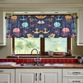 thumbnail image 3 of Yayeee Kitchen Curtains Tier Set of 2 Light Filtering 57"x36" Over Sink Window Panels, Red Jellyfish, 3 of 7