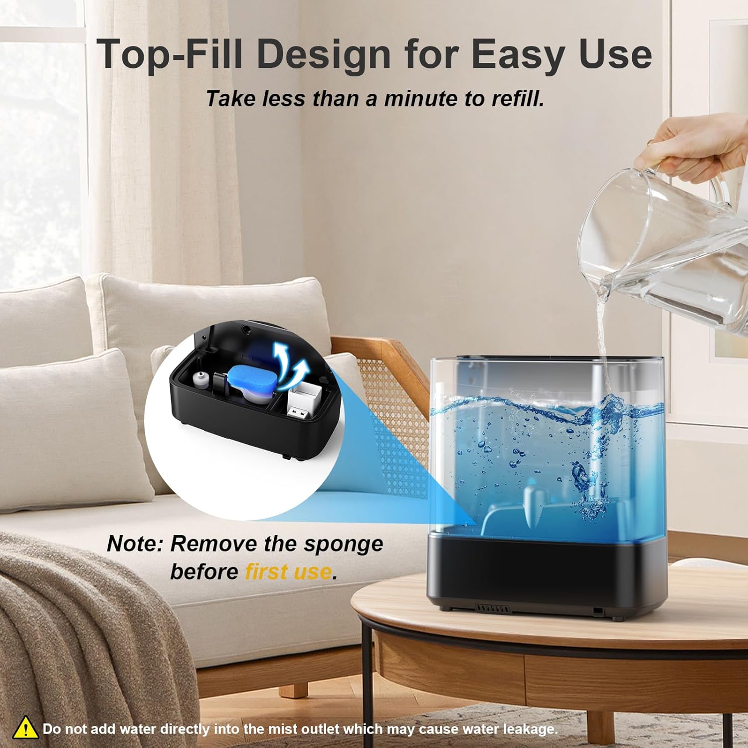 Warm & Cool Mist Humidifiers for Bedroom 5L, Quiet Ultrasonic Air Humidifier Fast Symptom Relief, 50H Runtime, 12H Timer, Oil Diffuser, 7 Color Light for Large Room, Office, Baby, Plants-Black