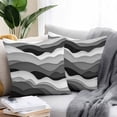 thumbnail image 2 of Throw Pillow Covers 18x18 Inch Set of 2, Grey Ombre Waterproof Outdoor Pillow Covers, Modern Geometric Moire Abstract Art Decorative Cushion Pillowcases for Couch, Sofa, Bed, Garden, Patio, 2 of 9