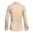 thumbnail image 3 of J. METHOD Women's Button Down Shirt Long Sleeve Roll Up Stretch Collar Office Work Formal Casual Basic Blouse Top NEWT04 Washed Sand XL, 3 of 6