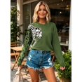 thumbnail image 3 of NAYTOAO Women's Asymmetric Leopard Cheetah Print Crew Neck Knit Pullover, 3 of 6