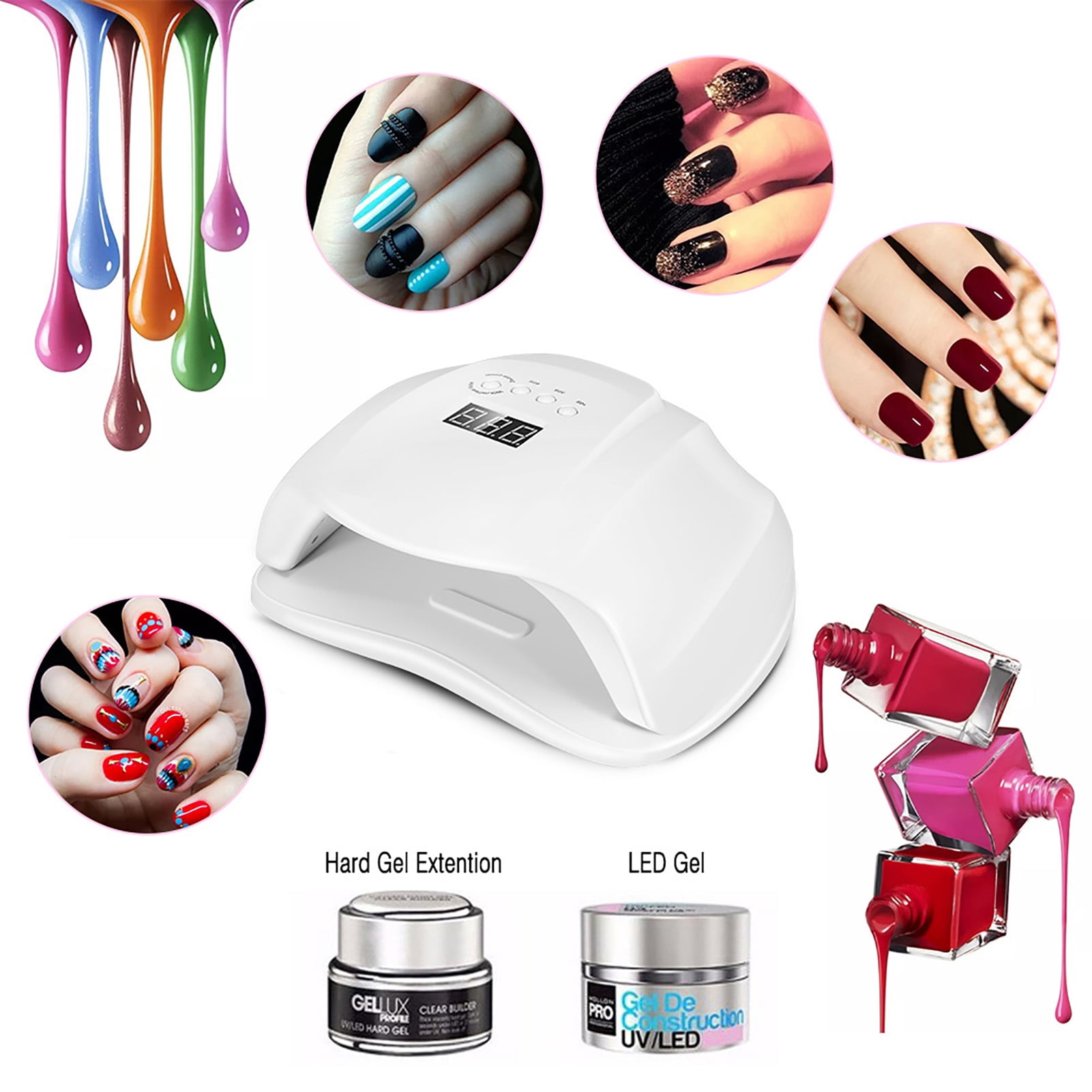Nieyigj 54W SUN X UVLED Nail Lamp Professional Dryer for Gel Polish with Smart Sensor, US Plug White