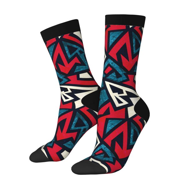 Fotbe Geometric Elements Calcetas Largas con Estampado para Hombre y Mujer – Calcetas de Compresión Transpirables y Elásticas, Viajar y Uso Diario Talla 5-11