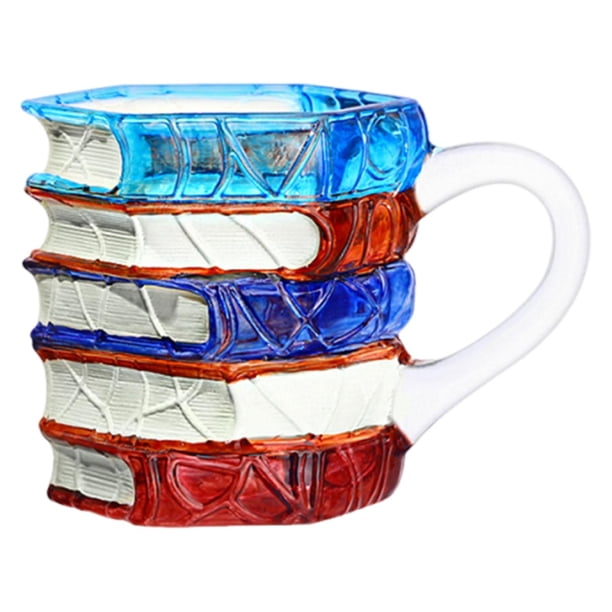 Taza de café con forma de libro (350 ml), regalo para club de lectura, artículos novedosos, accesorio colorido. Mango transparente