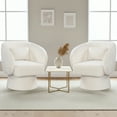 thumbnail image 2 of Gymax 2PCS Swivel Accent Chair w/ Back Removable Lumbar Pillow 360 Degree Rotating Function Beige, 2 of 10