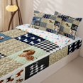 thumbnail image 3 of Erosebridal Patchwork Dachshund Pattern Zipper Queen Comforter Set with Fitted Sheet and 2 Pillowcases,Check Bone Print Zipper Bedding Set,Brown Beige Black White,Reversible, 3 of 6