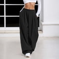 thumbnail image 2 of RUTAYY Women's Pants Wide Leg Mid Rise Solid Color Loose Fit Casual Everyday Wear with Pocket Chic Holiday Trousers, 2 of 6