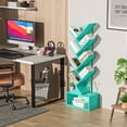 thumbnail image 5 of LEYAOYAO Tall Tree Bookshelf 8-Tier Floor Standing Tree Bookcase with Bottom Shelf, Teal, 5 of 9