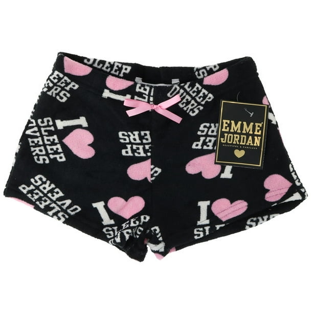 Emme Jordan Junior's Fuzzy Plush Pajama Shorts I Love Sleep Overs