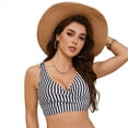 thumbnail image 3 of TOWED22 Women Underwire Full Coverage Bikini Top Only Criss Cross Push Up Swim Crop Top Tie Back Bathing Suit(White,S), 3 of 9