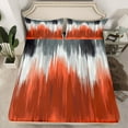thumbnail image 3 of Feelyou Fashion Abstract Ombre Twin Sheet Sets, Vintage Oil Printing Twin Fitted Sheet, Chic Watercolor Orange Flat Sheet, Microfiber Bedroom Decor, 3 Pieces, 3 of 8