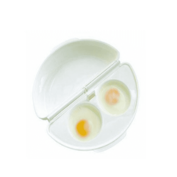 ABPETE Two in One -Microwave Omelet Maker   Egg Poacher All In One Dish On The Go Quick N Easy Breakfast BPA Free Plastic(white)