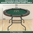 thumbnail image 2 of R RAYCHEE Foldable 8 Player Poker Table with Stainless Steel Cup Holders and Padded Rails, Brown, 2 of 7