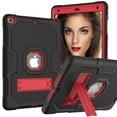 thumbnail image 7 of Tarise for Apple iPad 10.2" Case 9th/8th/7th Generation (2021/2020/2019) with Foldable Kickstand Hard Back Shockproof Shell Silicone Heavy Duty Rugged Protective Hybrid Slim Stand Cover, Black + Red, 7 of 7