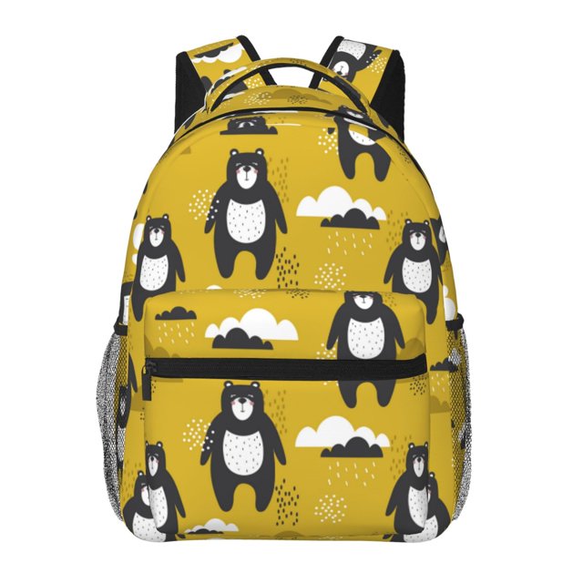 Disketp Cartoon Bear Yellow Mochila Estampada para Hombre y Mujer – Mochila Ligera Clásica con Múltiples Bolsillos para Universidad, Trabajo y Viajes-One Size
