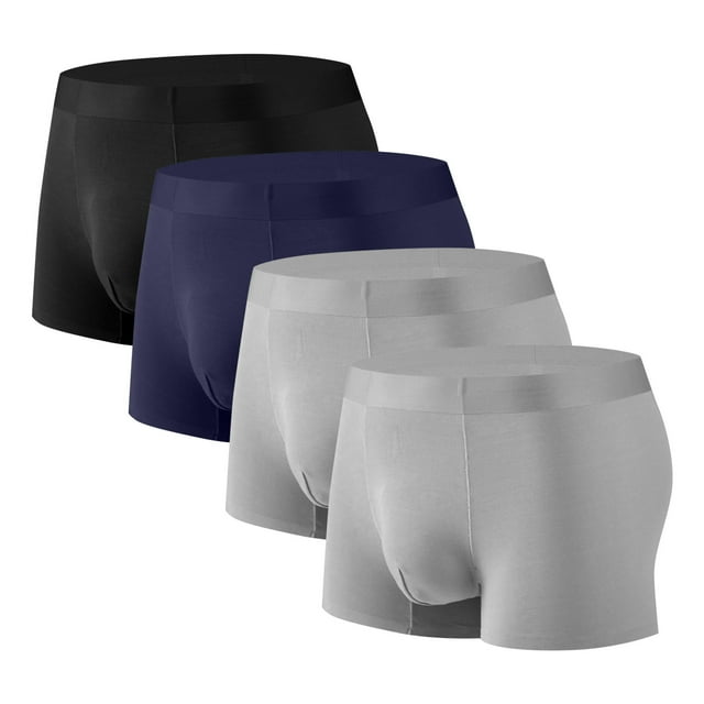 Weiqiqre Mens Boxers Comfortable Modal, Breathable Stretch Pouch Boxer Briefs for Men 4 Pack